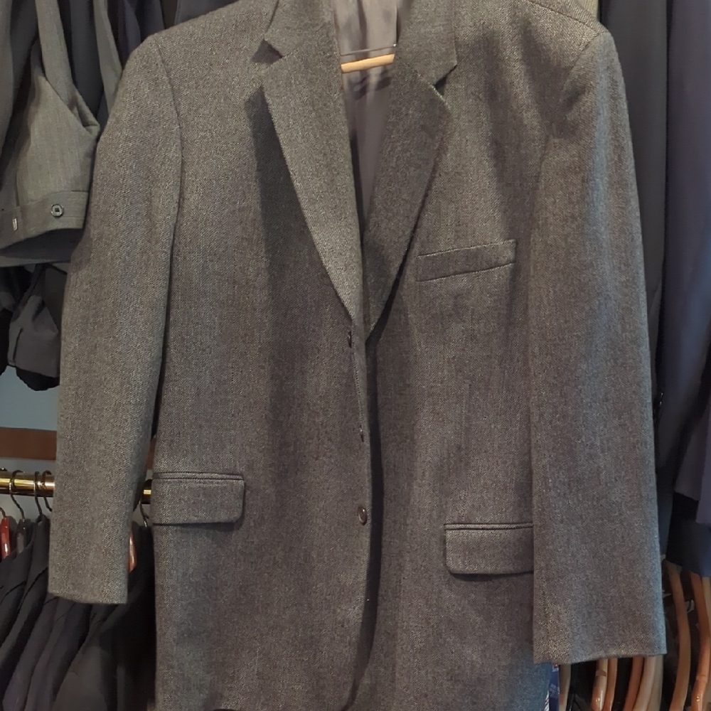 Men's Grey 100 % Lambswool Gray Blazer 50 R